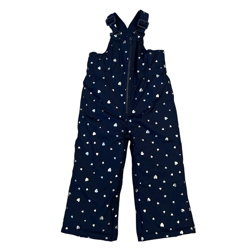 GAP Baby Kids Overalls Snow bibs Blue with White Hearts Toddler Size 3